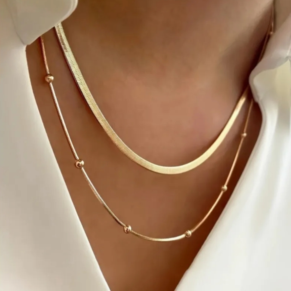 18 KT Gold Over Titanium Necklace Set